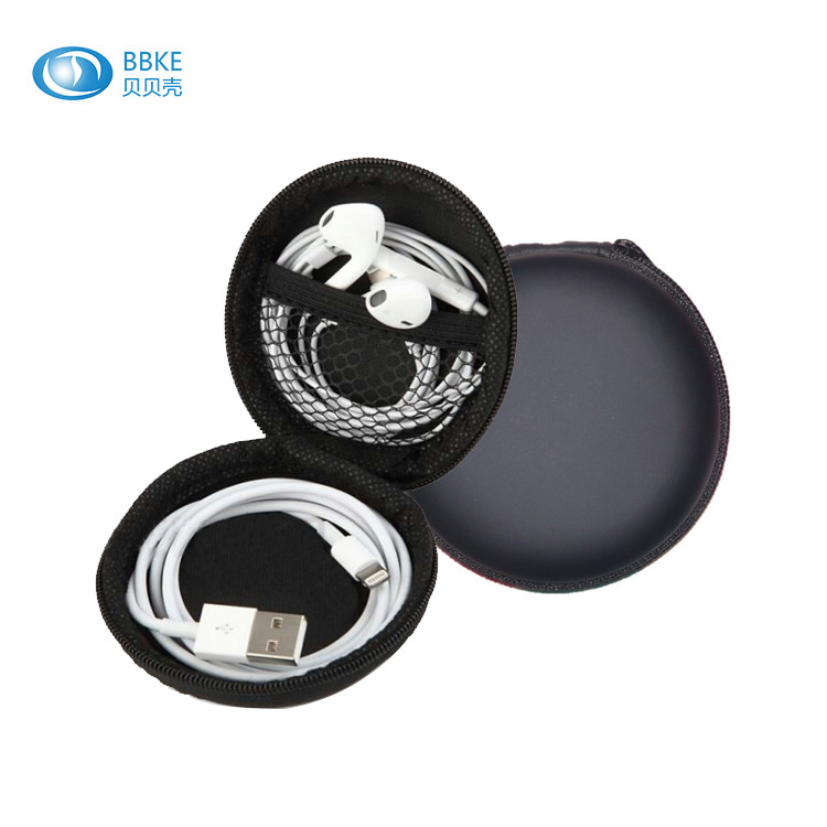 厂家直销eva耳机包 圆形便携式耳机收纳包 数据线蓝牙耳机收纳盒